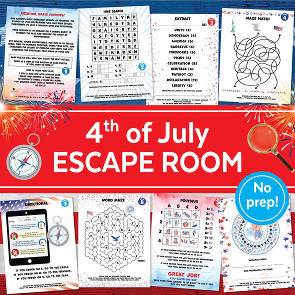 4th of July Escape Room Game | Independence Day Escape Room | DIY Mystery Family Game | Digital Download