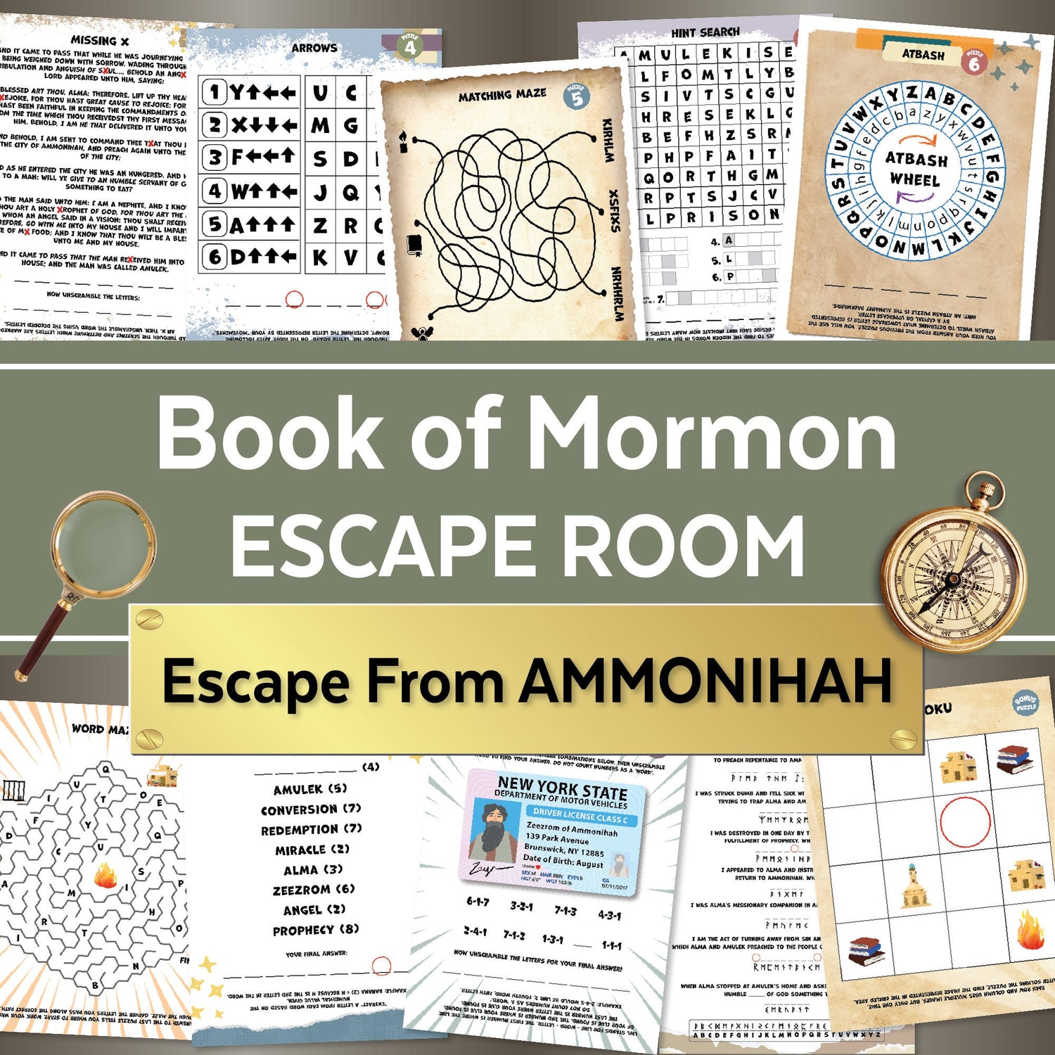 Book Of Mormon Escape Room Printable Game Ammonihah Adventure Story Nine Puzzle Collection Sequential Gameplay Scripture Based Learning Activity Perfect For Youth Night Entertainment Family Home Evening Game Instant Download DIY Church