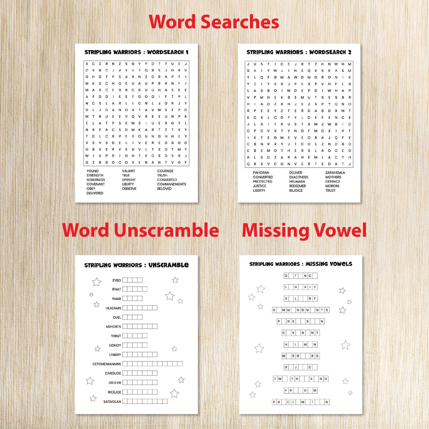 Stripling Warriors Book of Mormon Activity Bundle for kids 8-11 | LDS Come Follow Me 2024 | LDS Sunday School Primary 2024