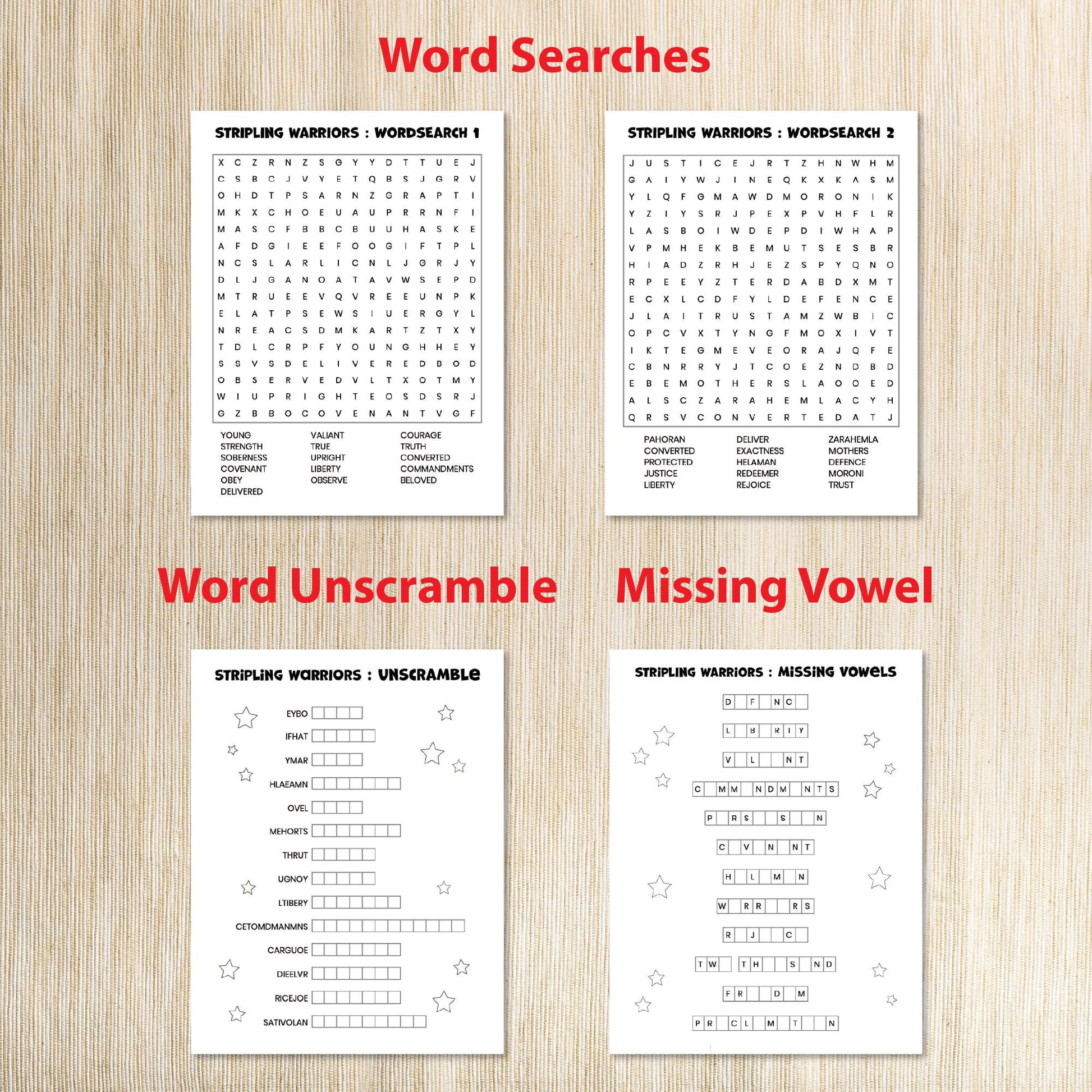 Stripling Warriors Book of Mormon Activity Bundle for kids 8-11 | LDS Come Follow Me 2024 | LDS Sunday School Primary 2024