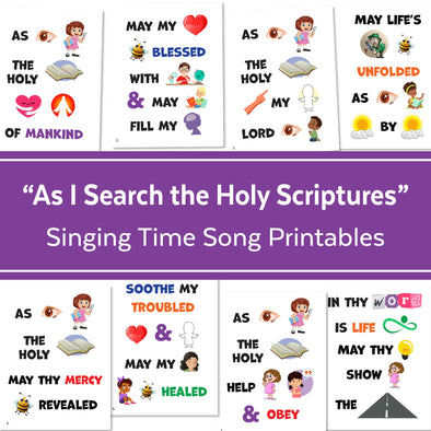 As I Search the Holy Scriptures Primary Song | Singing Time Flipchart for LDS Primary Come, Follow Me