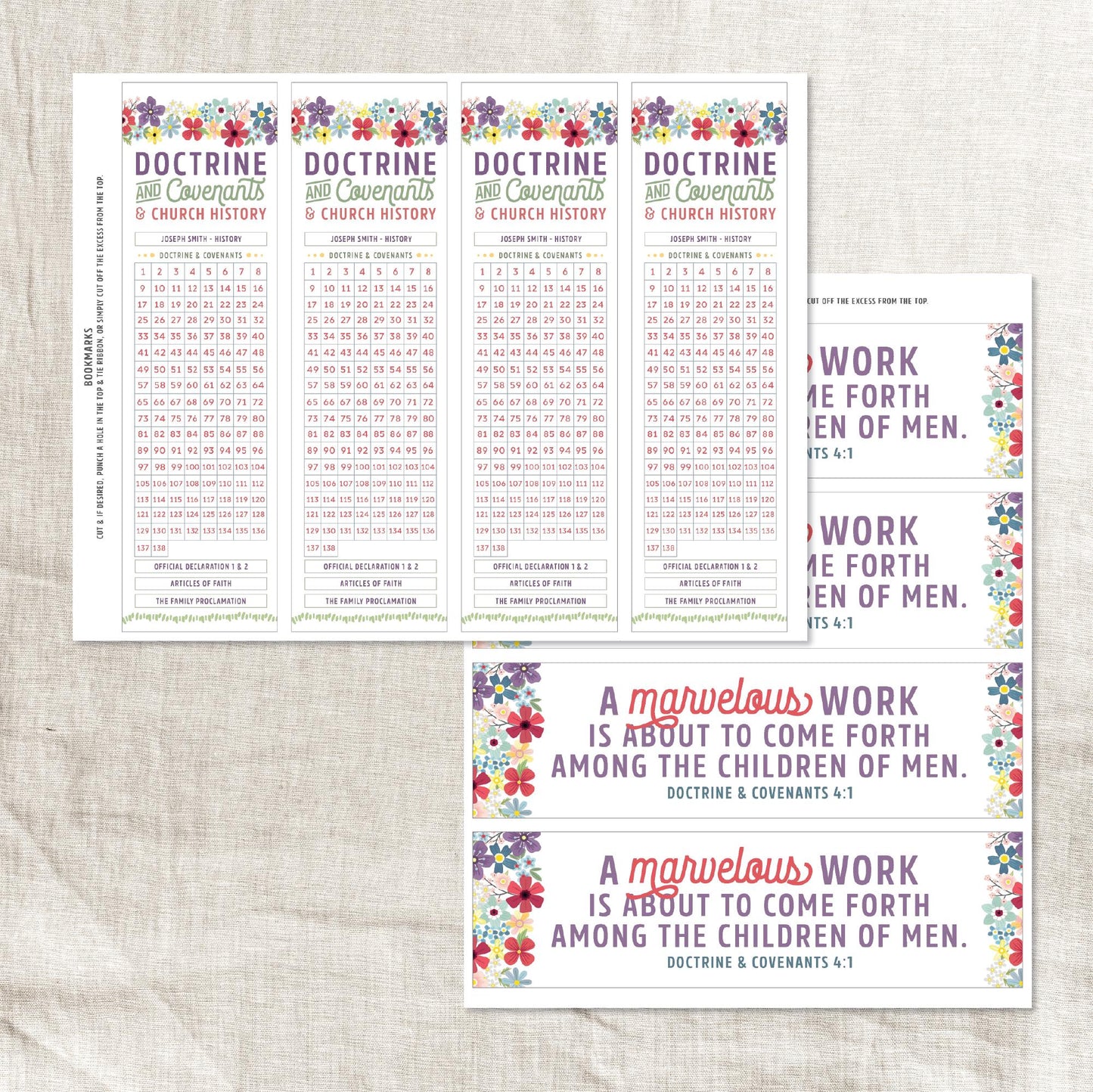 Doctrine and Covenants Reading Chart Bookmark | Doctrine and Covenants Reading Checklist Bookmark | Instant Download