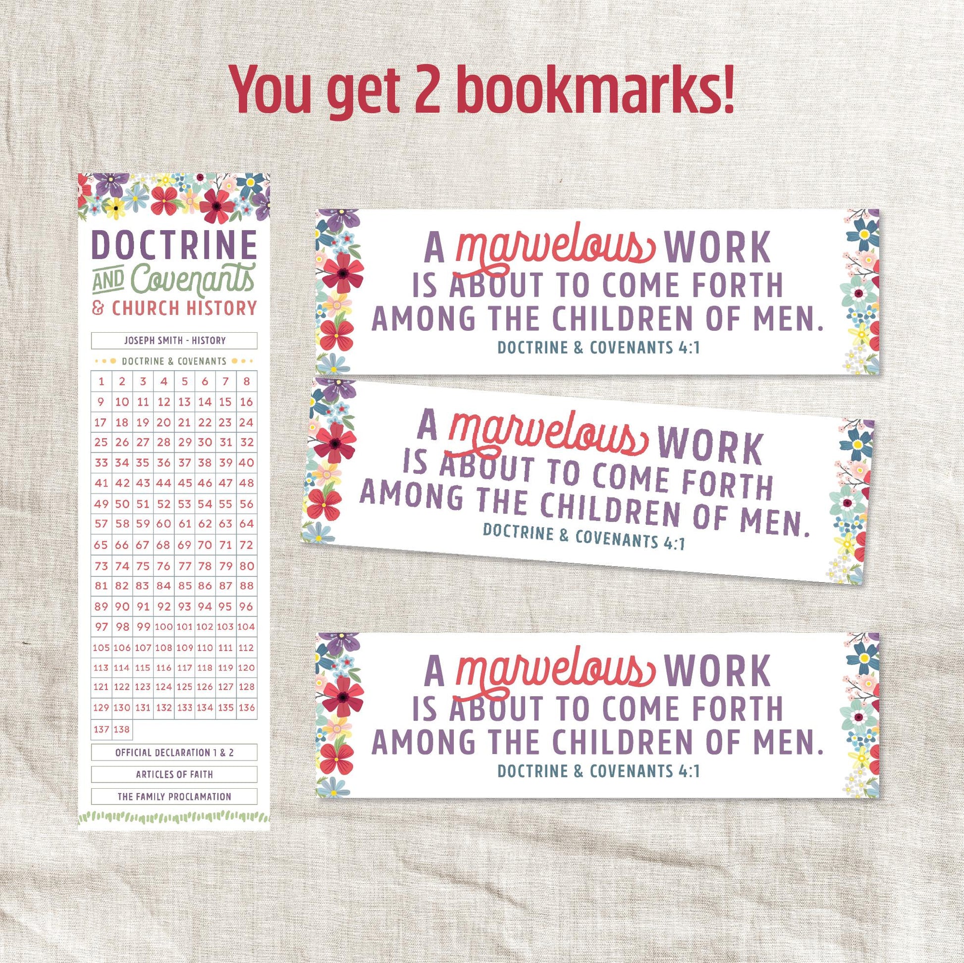 Doctrine and Covenants Reading Chart Bookmark | Doctrine and Covenants Reading Checklist Bookmark | Instant Download