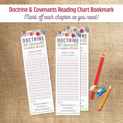 Doctrine and Covenants Reading Chart Bookmark | Doctrine and Covenants Reading Checklist Bookmark | Instant Download