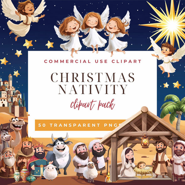 Cute Nativity Clip Art - Christmas Crafts - Baby Jesus Clipart - Kids Nativity - Commercial Use - Clip Art Christmas - Christmas Scene