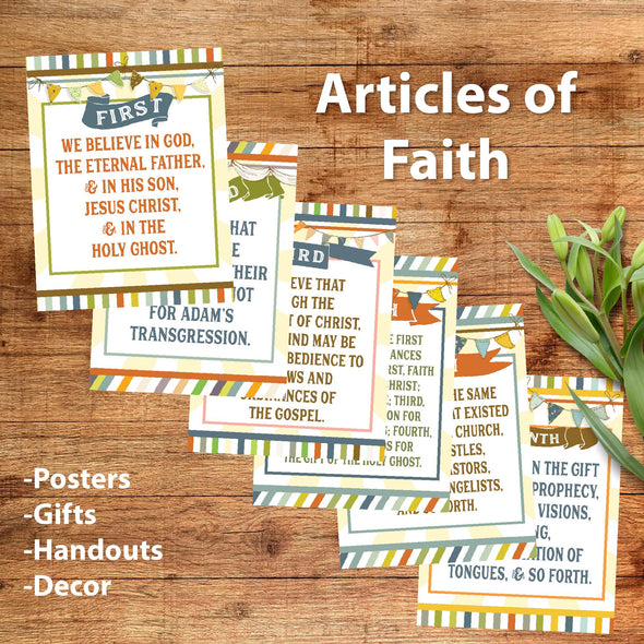 LDS Articles of Faith Printable Posters - 2025 LDS Primary - Digital Download - Memorization Tools