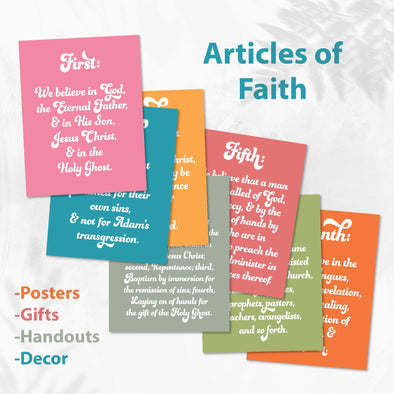 Articles of Faith Printable Posters - LDS Primary - Digital Download - Memorization Tools