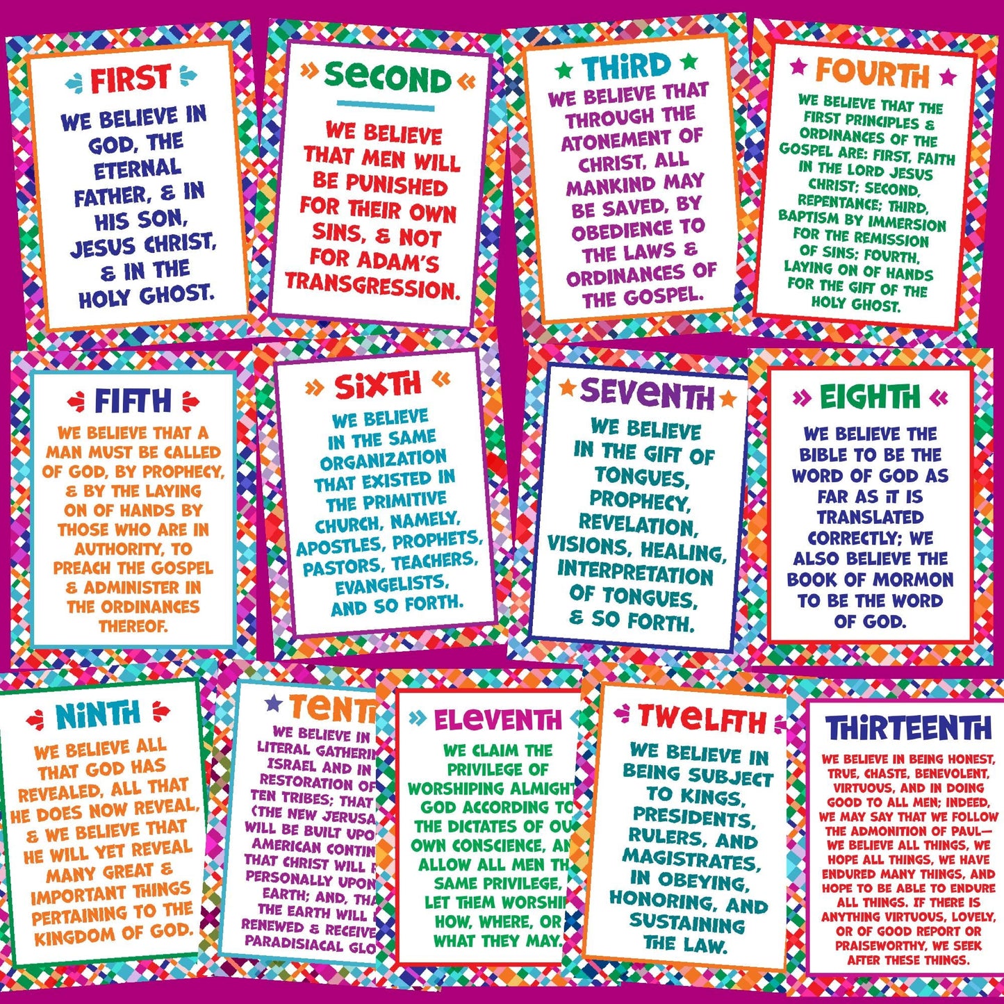 LDS Articles of Faith Posters and Booklets - Digital Download