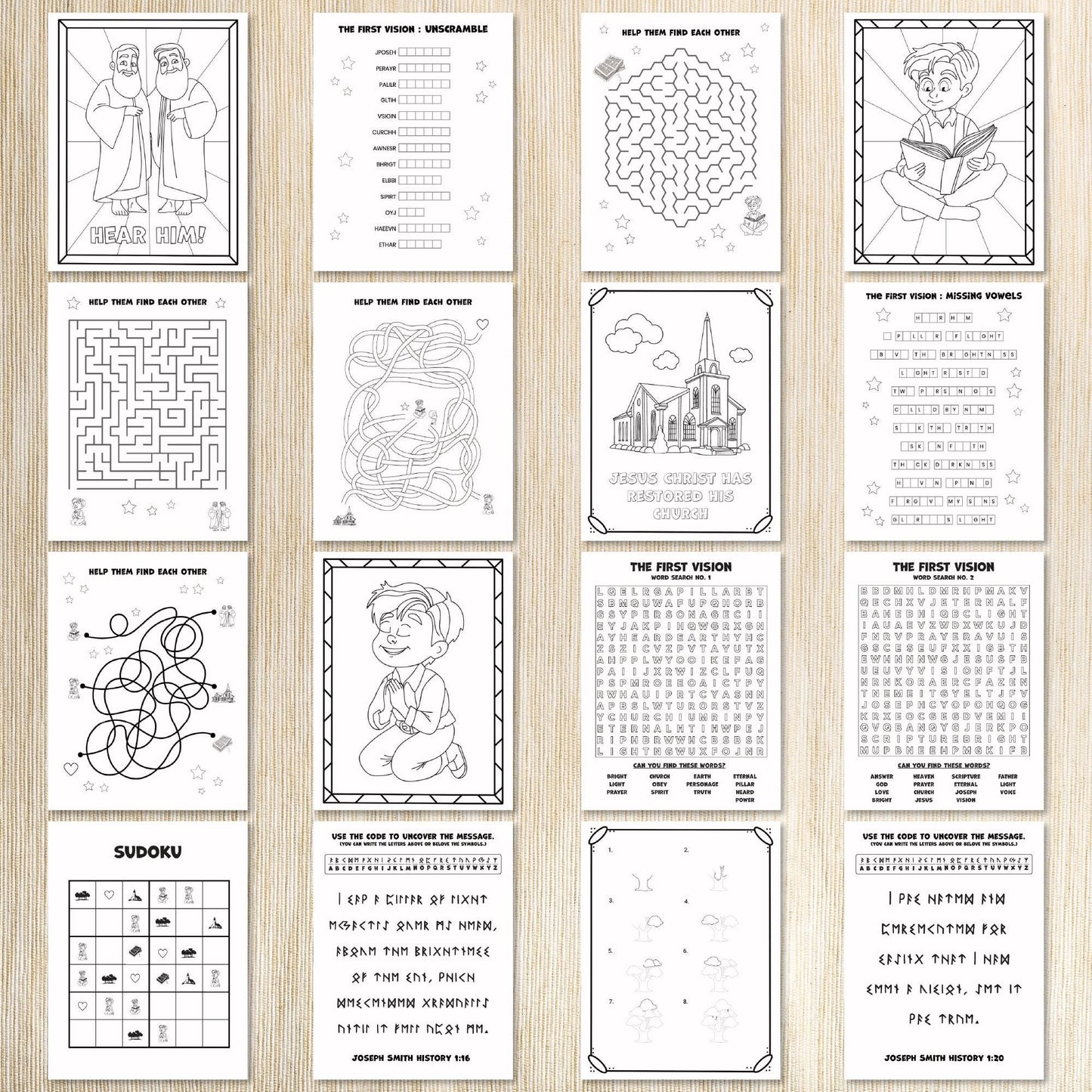 First Vision LDS Activity Bundle for kids 8-11 - LDS Come Follow Me 2025 - January LDS Sunday School Primary 2025 - Church History