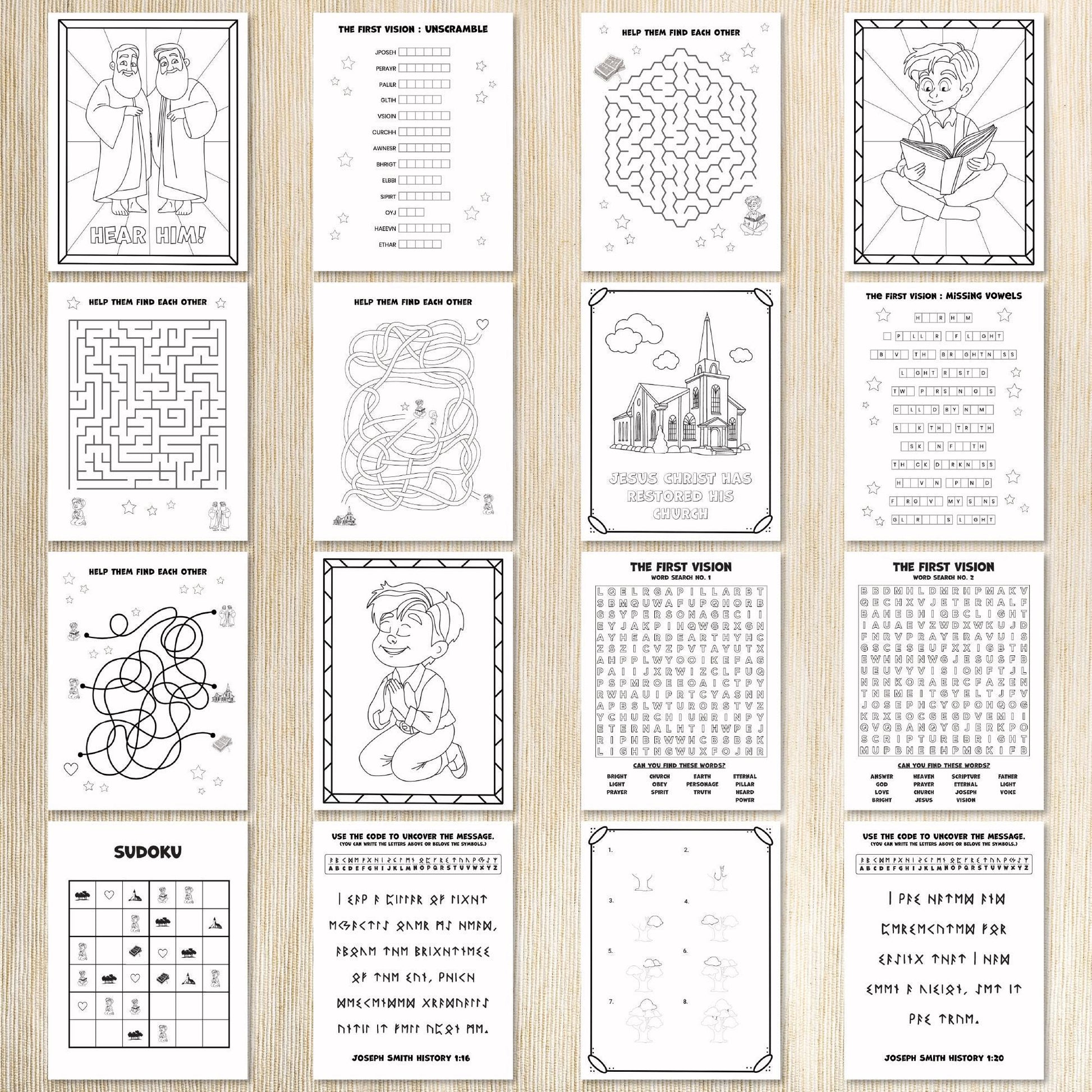 First Vision LDS Activity Bundle for kids 8-11 - LDS Come Follow Me 2025 - January LDS Sunday School Primary 2025 - Church History