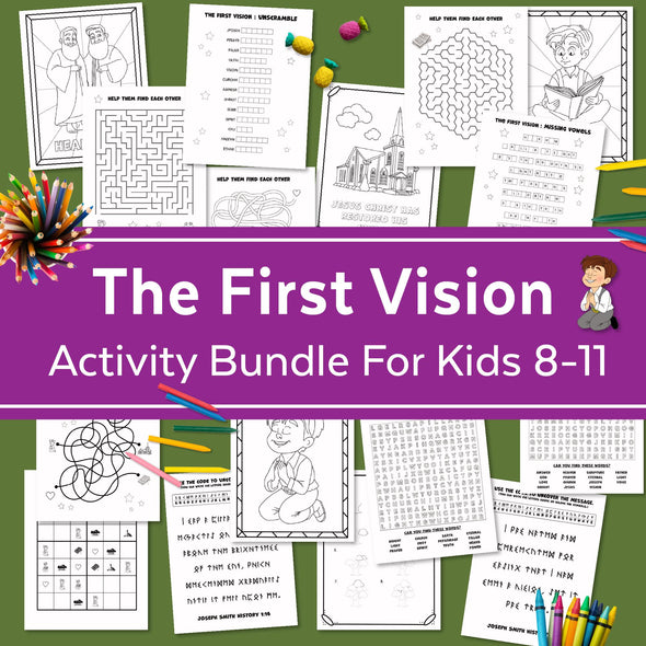 First Vision LDS Activity Bundle for kids 8-11 - LDS Come Follow Me 2025 - January LDS Sunday School Primary 2025 - Church History