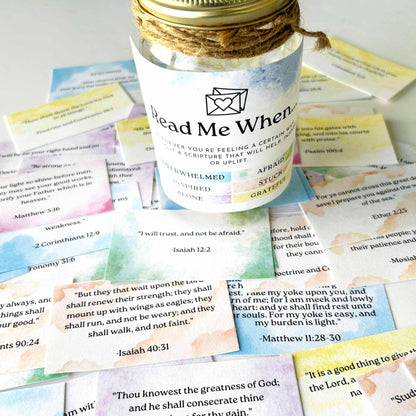 LDS Feelings Verse Jar - Color Coded Scripture Jar - Read Me When Jar Kit - Inspirational Gift for LDS Women and Teens -LDS Primary Activity