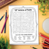 Articles of Faith Coloring Word Searches - LDS Primary Activities Games - LDS Sunday Printables - Digital Downloads for Family Activities