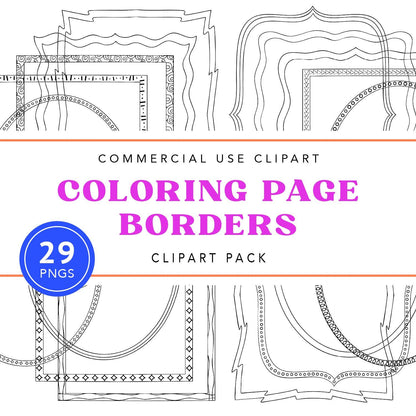 Coloring Page Borders, Beautiful Printable Designs, Adult Coloring Pages, Instant Download for Relaxation, Commercial Use