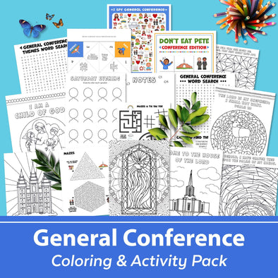 LDS General Conference Coloring Activity Packet, Primary Church Games, Instant Download, Come Follow Me Conference Fun