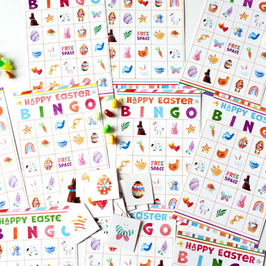 Easter Spring Bingo Game, 10 Printable Cards for Spring Fun, Kids Activity, Family Game, Instant Download