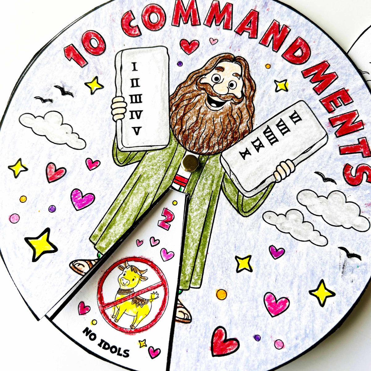 10 Commandments Coloring Wheel Bible Activity – Ministering Printables