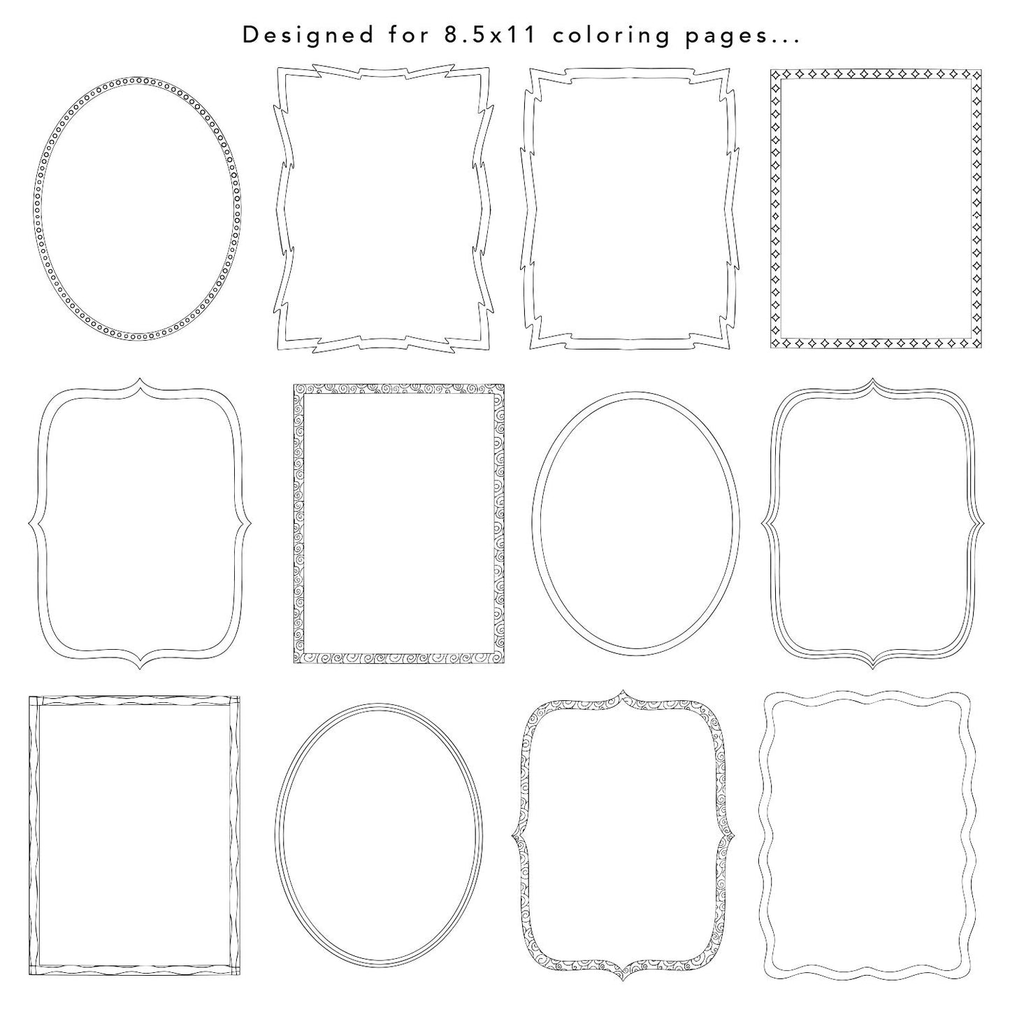 Coloring Page Borders, Beautiful Printable Designs, Adult Coloring Pages, Instant Download for Relaxation, Commercial Use