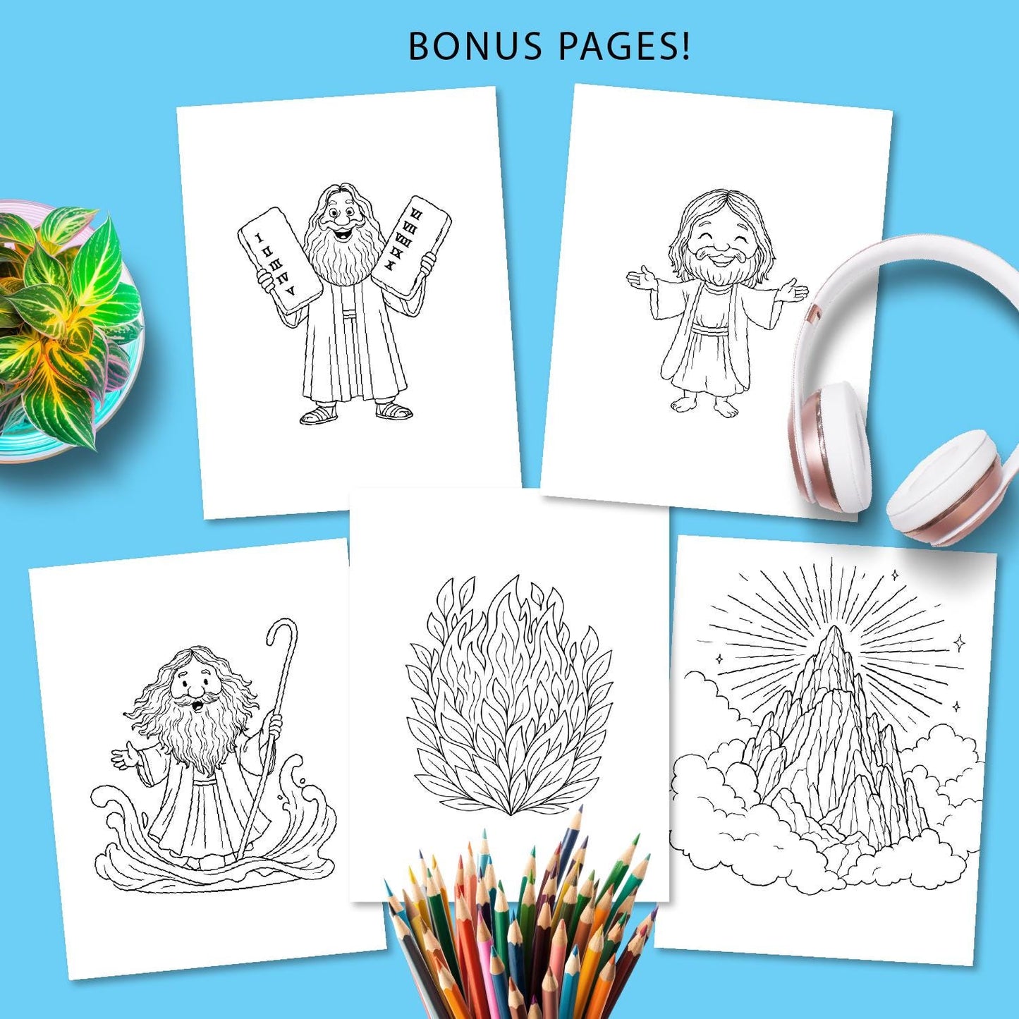 10 Commandments Coloring Pages for Kids, Printable Bible Activity Sheets, Sunday School Crafts, Fun Learning, Personal and Commercial Use