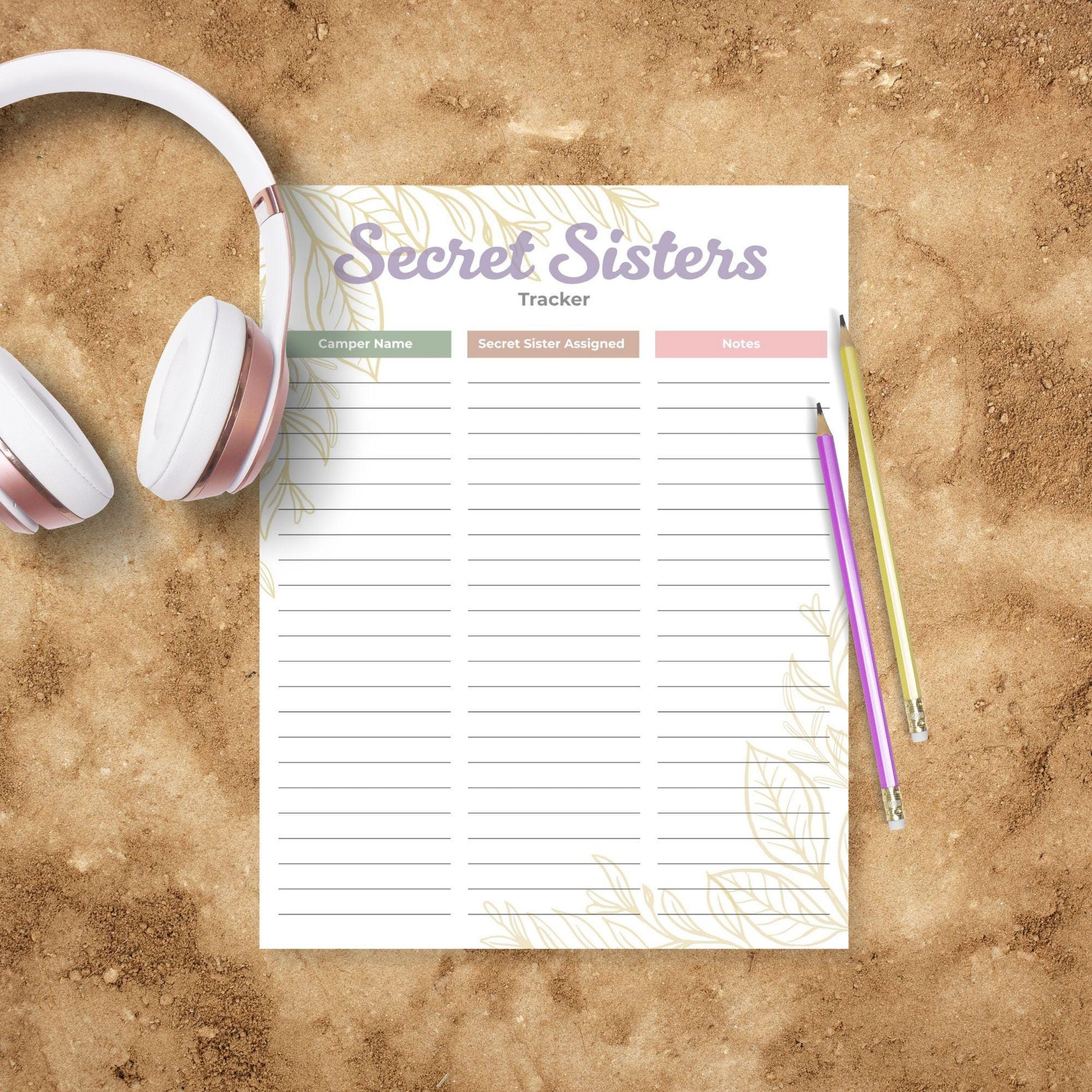 LDS Secret Sister Girls Camp Kit, Printable Questionnaire for Girls Camp, Fun Activities for YW Camp, Digital Download