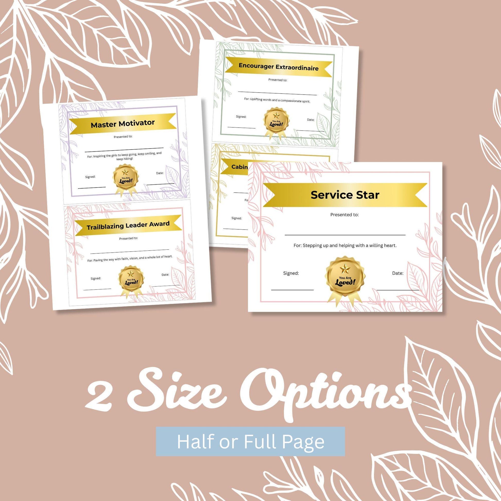 LDS Girls Camp Award Certificates, Editable Printables for Young Women, Recognition Templates for Camp, Digital Download