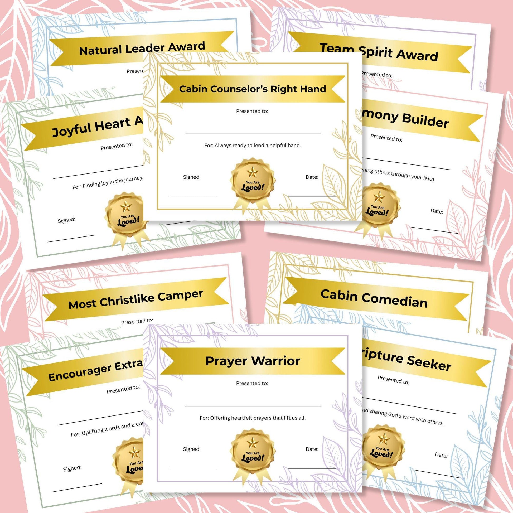 LDS Girls Camp Award Certificates, Editable Printables for Young Women, Recognition Templates for Camp, Digital Download