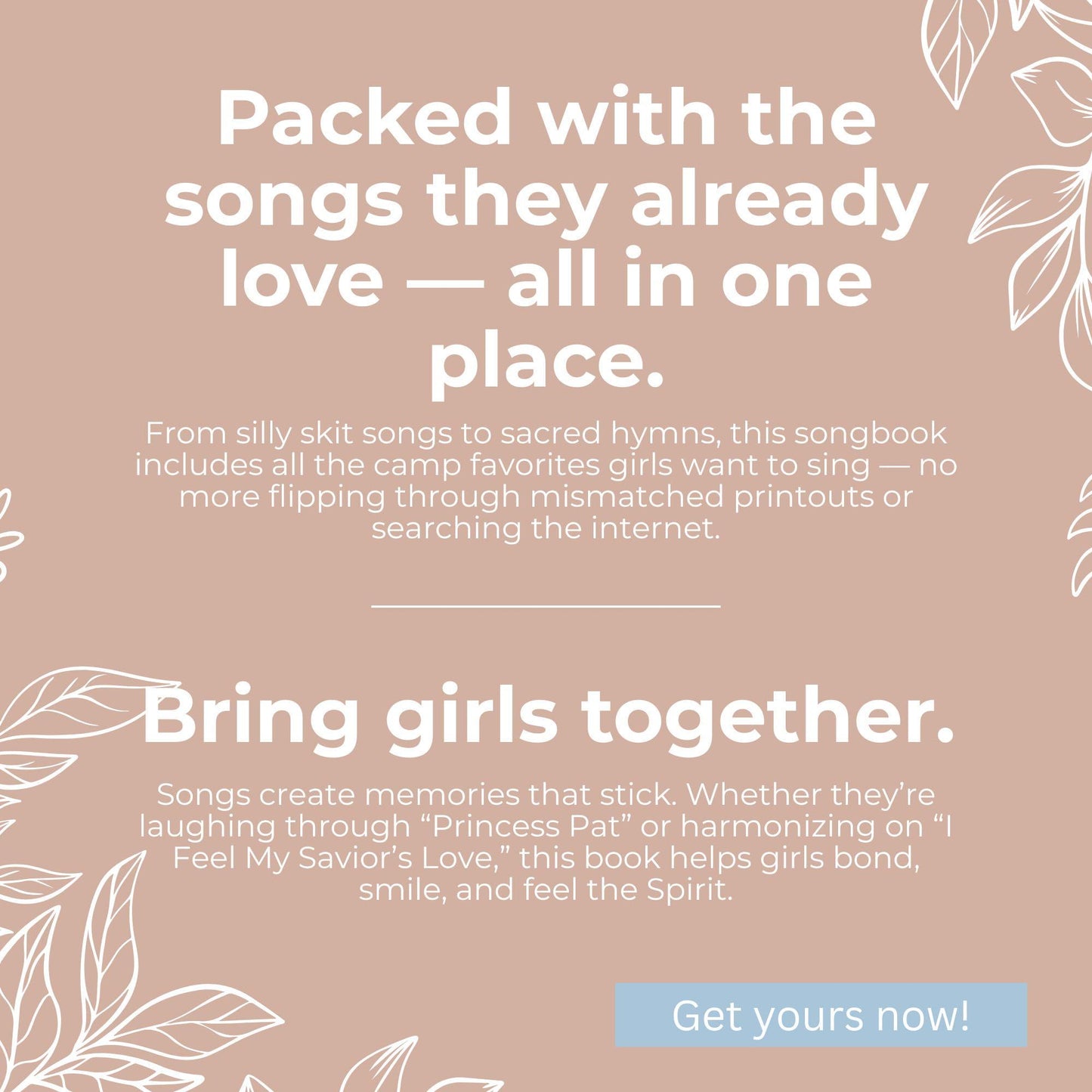 LDS Girls Camp Song Book, Young Women Camp Fun, Fun Campfire Songs for Young Women