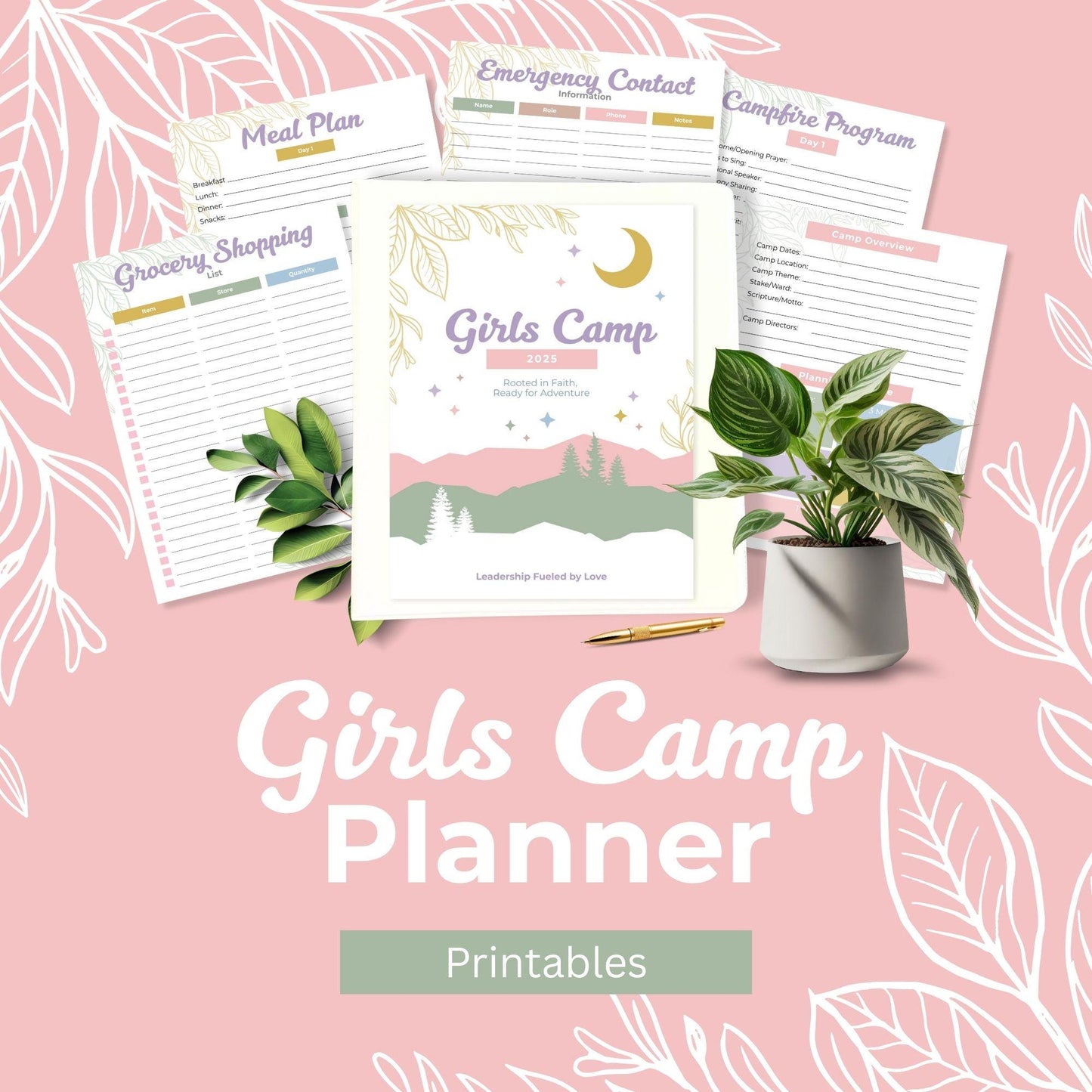 LDS Girls Camp Planner, Young Women Leadership Kit, Editable Digital Journal, Budget, Schedule, Menu, Awards for Young Women