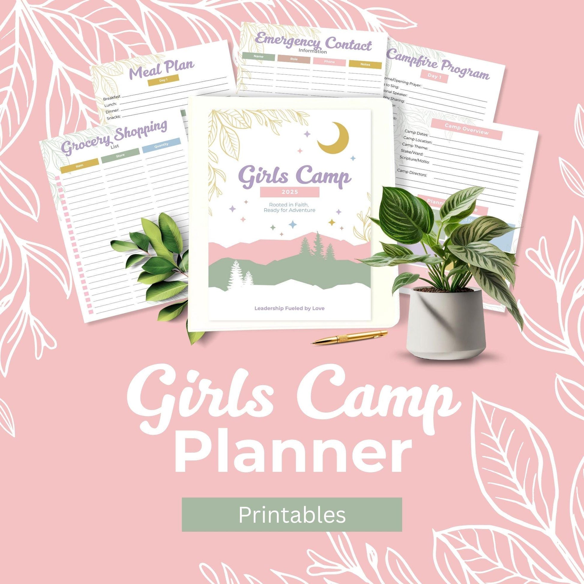 LDS Girls Camp Planner, Young Women Leadership Kit, Editable Digital Journal, Budget, Schedule, Menu, Awards for Young Women
