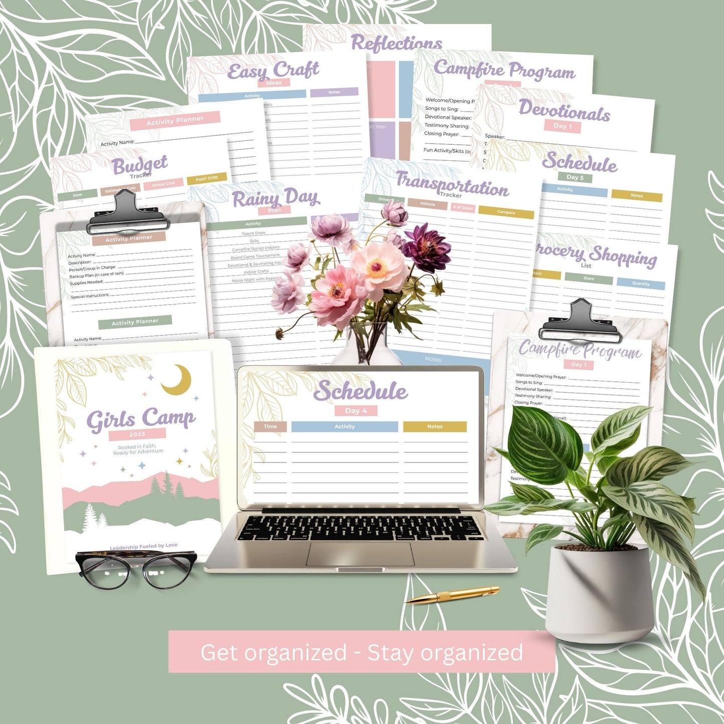 LDS Girls Camp Planner, Young Women Leadership Kit, Editable Digital Journal, Budget, Schedule, Menu, Awards for Young Women