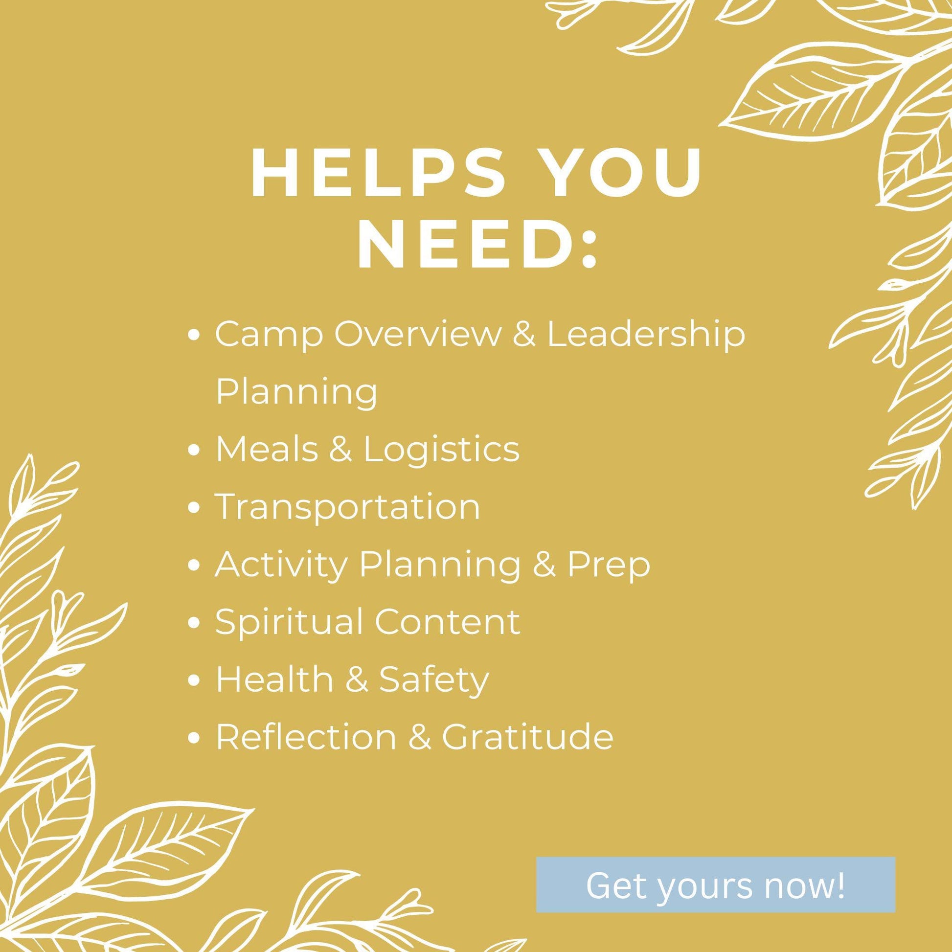 LDS Girls Camp Planner, Young Women Leadership Kit, Editable Digital Journal, Budget, Schedule, Menu, Awards for Young Women