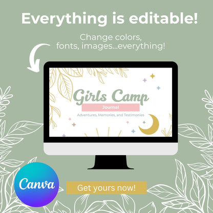 LDS Girls Camp Journal, Editable Printable Journal for Young Women, 2025 Camp Activities and Ideas, Digital Download, Camp Activity