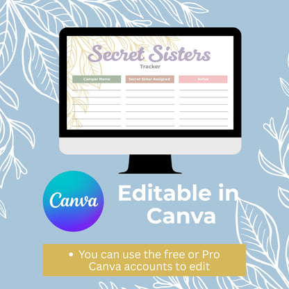 LDS Secret Sister Girls Camp Kit, Printable Questionnaire for Girls Camp, Fun Activities for YW Camp, Digital Download