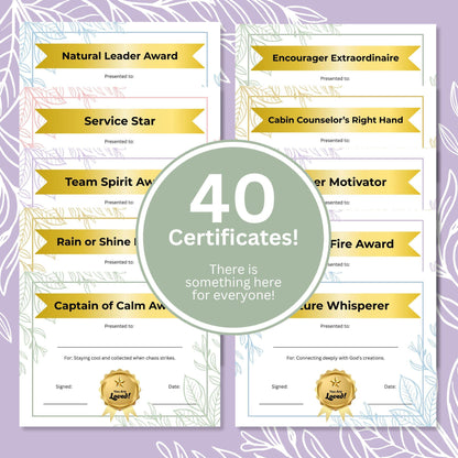 LDS Girls Camp Award Certificates, Editable Printables for Young Women, Recognition Templates for Camp, Digital Download
