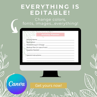 LDS Girls Camp Planner, Young Women Leadership Kit, Editable Digital Journal, Budget, Schedule, Menu, Awards for Young Women