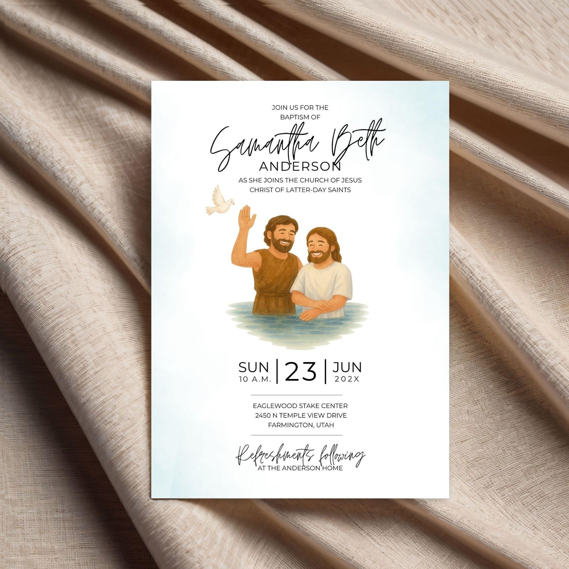lds baptism invitation - editable template for instant download