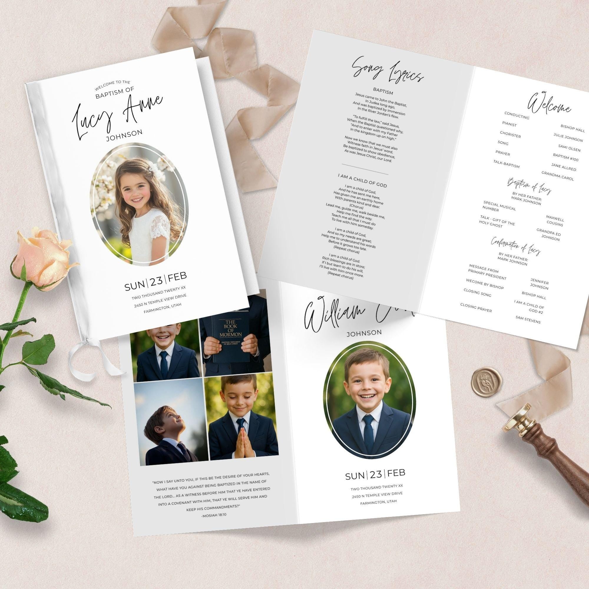 LDS Baptism Program Template | Editable Printable Program for Boy or G ...