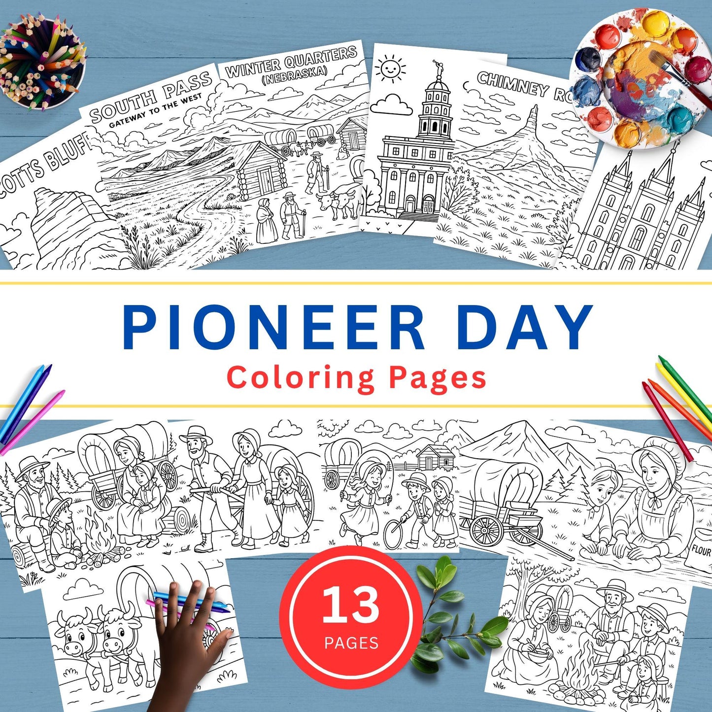 Pioneer Day Coloring Pages: LDS Kids Activities (PDF & JPG Downloadable Set)