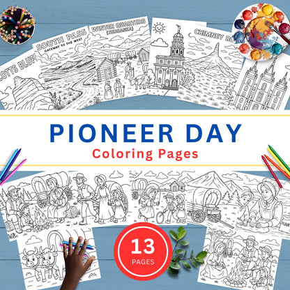 Pioneer Day Coloring Pages: LDS Kids Activities (PDF & JPG Downloadable Set)