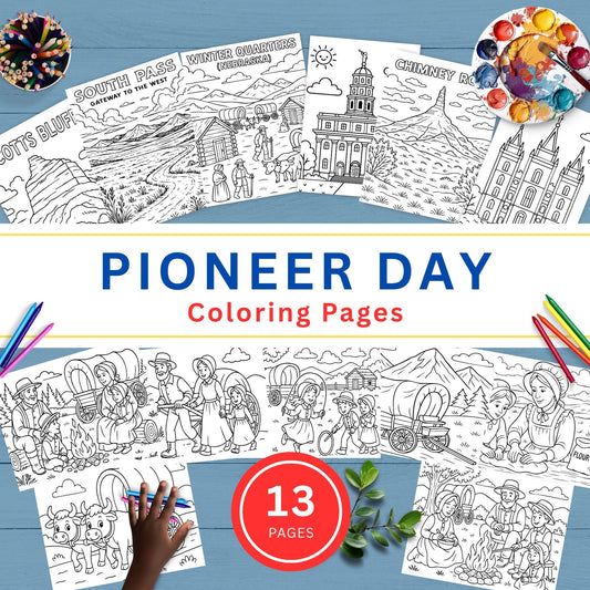 Pioneer Day Coloring Pages: LDS Kids Activities (PDF & JPG Downloadable Set)