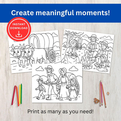 Pioneer Day Coloring Pages: LDS Kids Activities (PDF & JPG Downloadable Set)