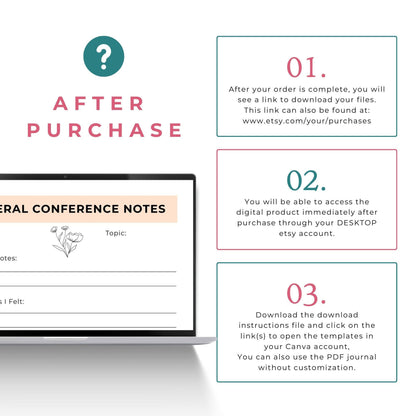 LDS General Conference Journal: LDS Study Guide, Editable With Canva (Instant Download)