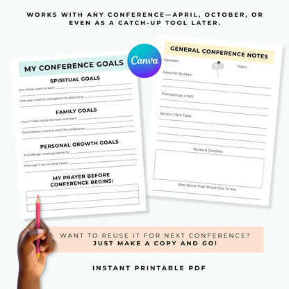 LDS General Conference Journal: LDS Study Guide, Editable With Canva (Instant Download)