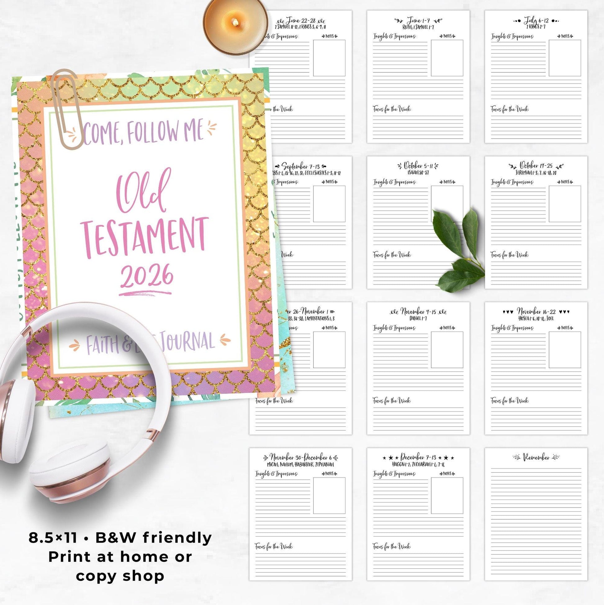 2026 Come Follow Me Bundle, LDS Old Testament Journal + Weekly Prints + Scripture Box (Digital Download)