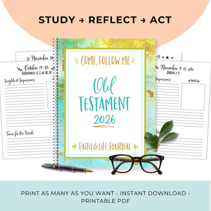 2026 Come Follow Me Bundle, LDS Old Testament Journal + Weekly Prints + Scripture Box (Digital Download)