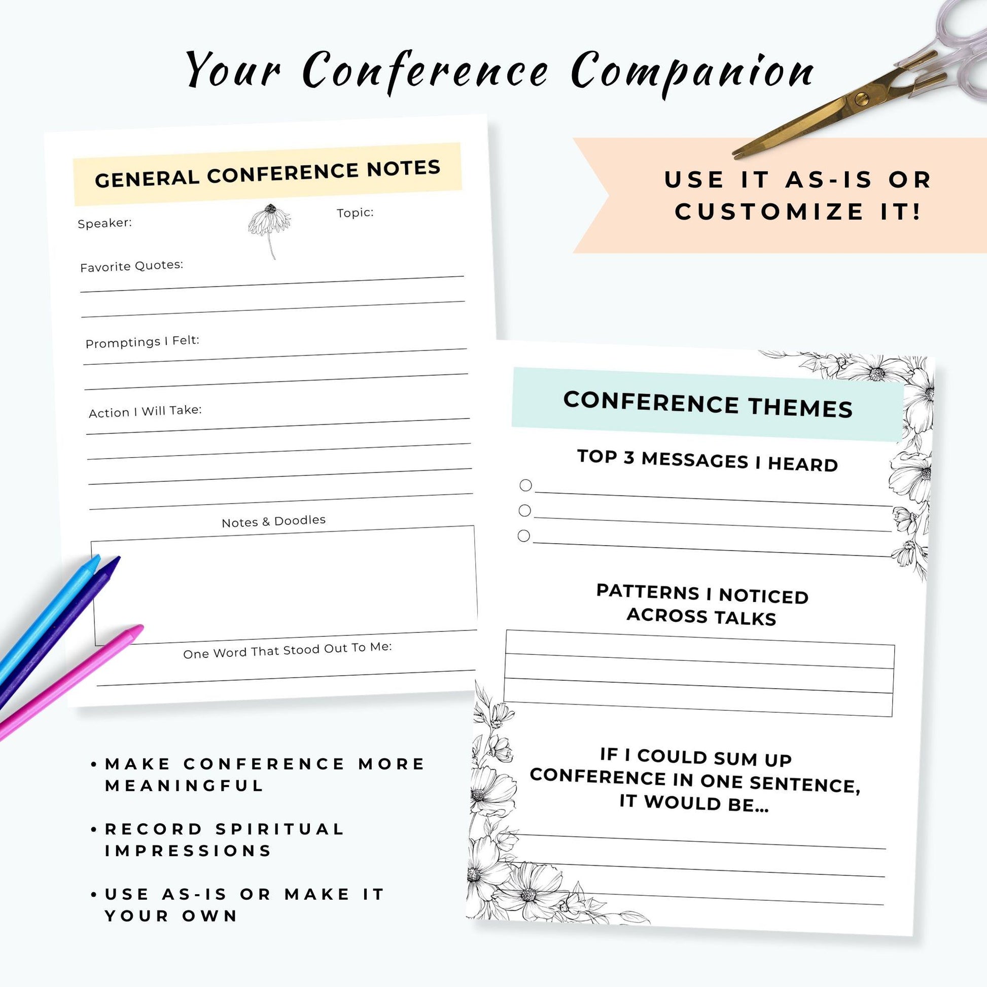 LDS General Conference Journal: LDS Study Guide, Editable With Canva (Instant Download)