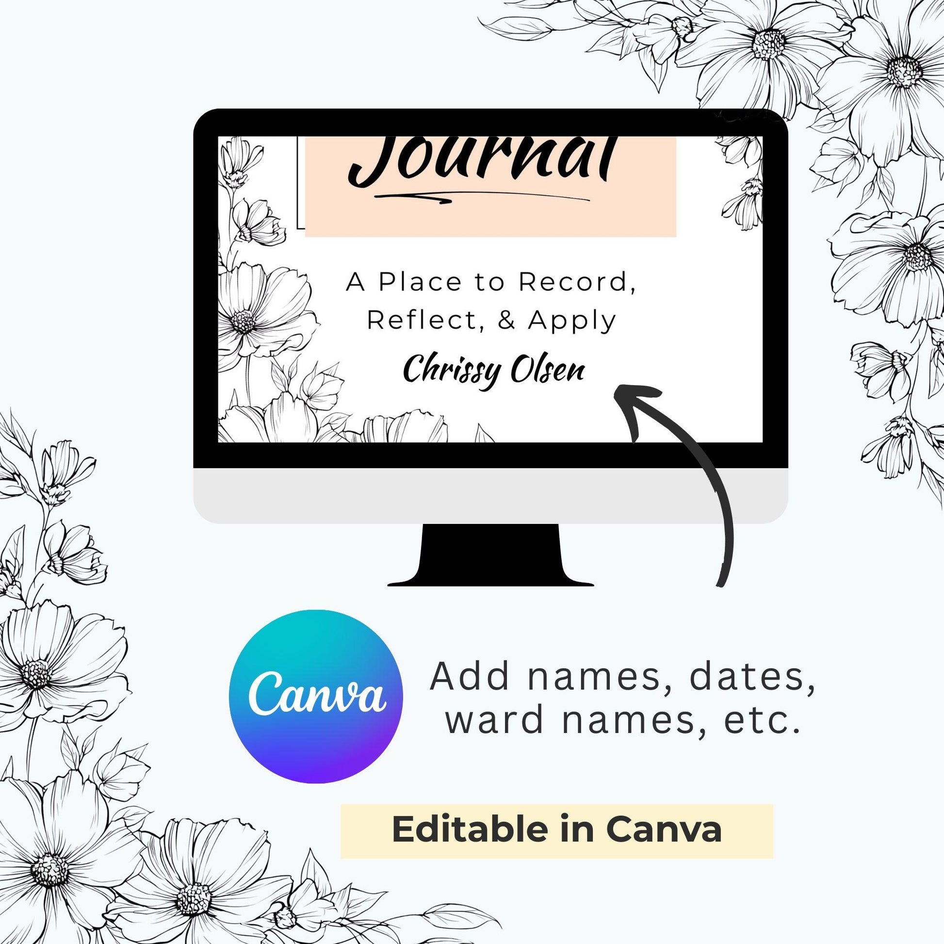 LDS General Conference Journal: LDS Study Guide, Editable With Canva (Instant Download)