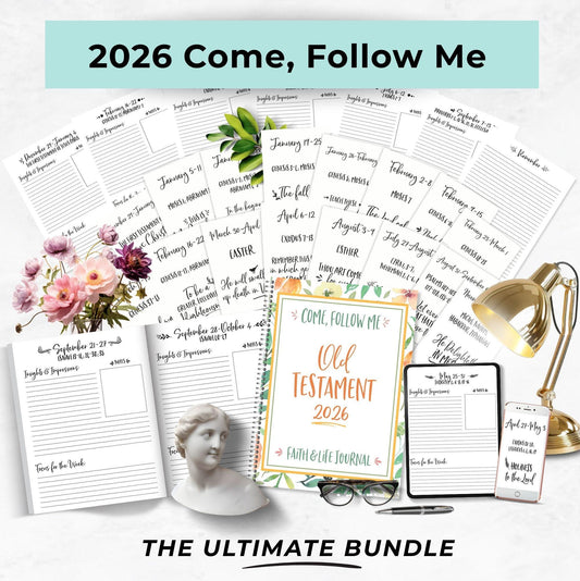 2026 Come Follow Me Bundle, LDS Old Testament Journal + Weekly Prints + Scripture Box (Digital Download)