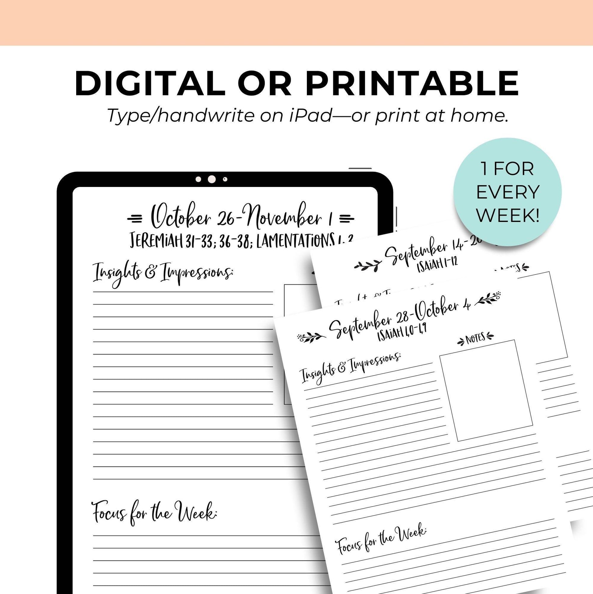 2026 Come Follow Me Bundle, LDS Old Testament Journal + Weekly Prints + Scripture Box (Digital Download)