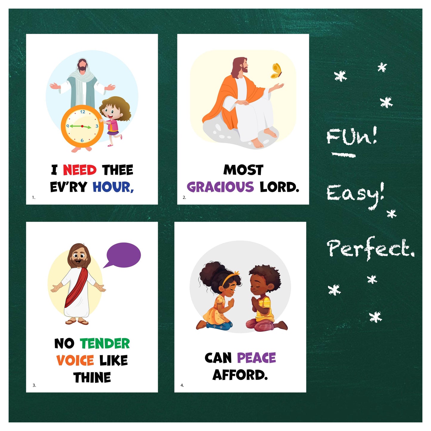 I Need Thee Every Hour - LDS Singing Time Flipchart for Primary Come, Follow Me (Digital Download)